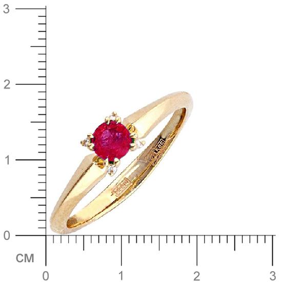 Кольцо с бриллиантами, рубином из желтого золота (арт. 313874)