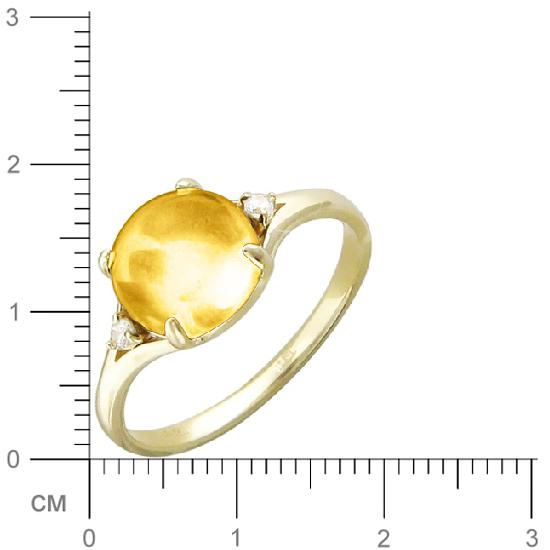 Кольцо с фианитами, цитрином из желтого золота (арт. 316108)