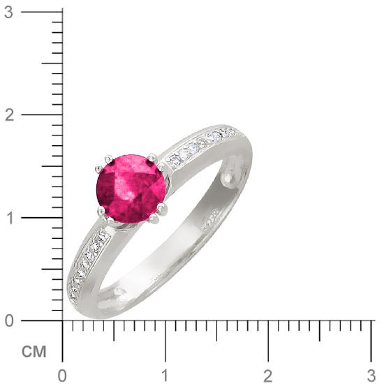 Кольцо с бриллиантами, рубином из белого золота (арт. 316480)