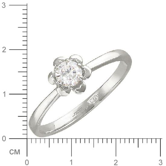 Кольцо Цветок с бриллиантом из белого золота (арт. 316485)