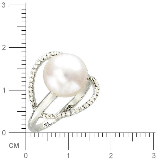 Кольцо с бриллиантами, жемчугом из белого золота (арт. 316492)