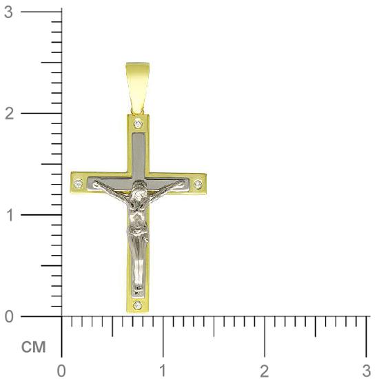 Крестик с бриллиантами из комбинированного золота 750 пробы (арт. 316615)
