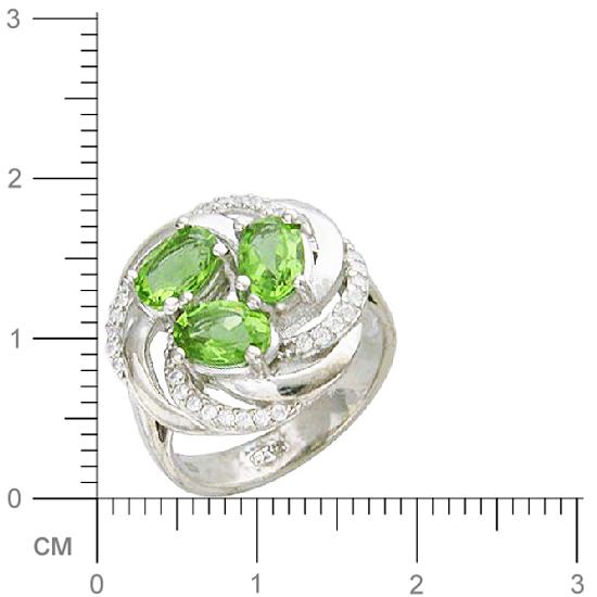 Кольцо со стеклом, фианитами из серебра (арт. 317718)