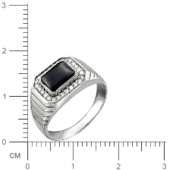 Кольцо с ониксом, фианитами из серебра (арт. 319011)