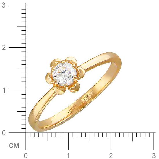Кольцо Цветок с бриллиантом из красного золота (арт. 320198)