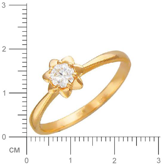 Кольцо Цветок с бриллиантом из красного золота (арт. 321045)