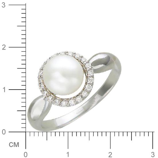 Кольцо с бриллиантами, жемчугом из белого золота (арт. 321319)
