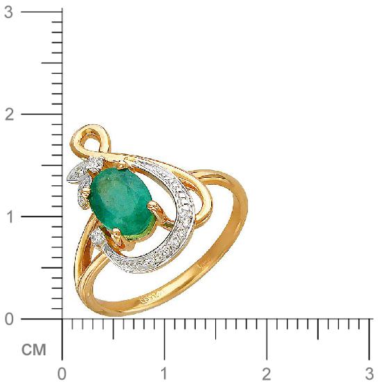 Кольцо с бриллиантами, изумрудом из красного золота (арт. 321660)