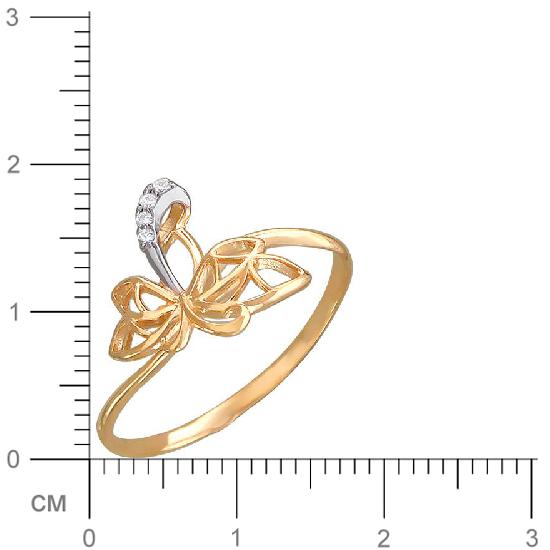 Кольцо Бабочка с фианитами из красного золота (арт. 323198)