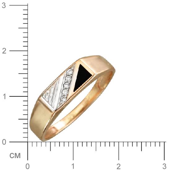 Кольцо с фианитами, ониксом из красного золота (арт. 323604)