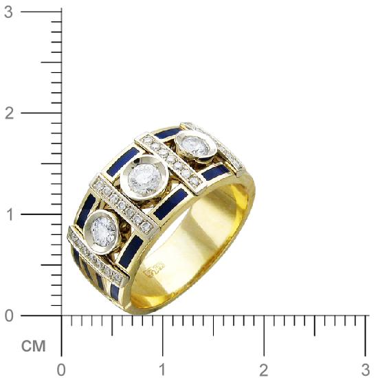 Кольцо с бриллиантами, вставкой из эмали из комбинированного золота 750 (арт. 324240)