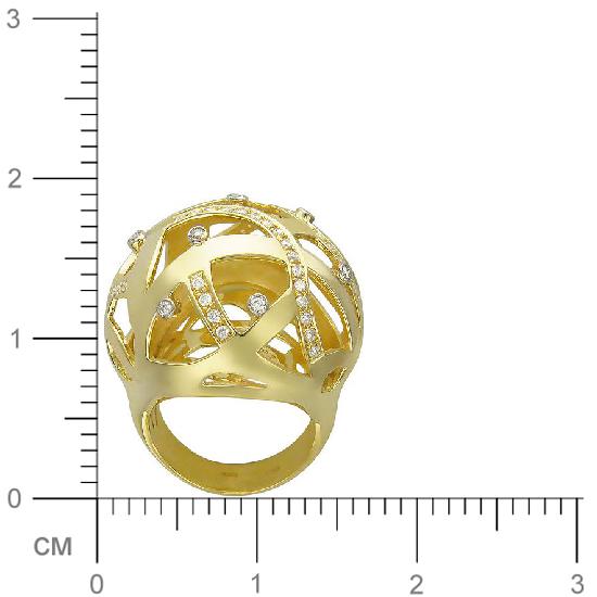 Кольцо с бриллиантами из желтого золота 750 пробы (арт. 324618)