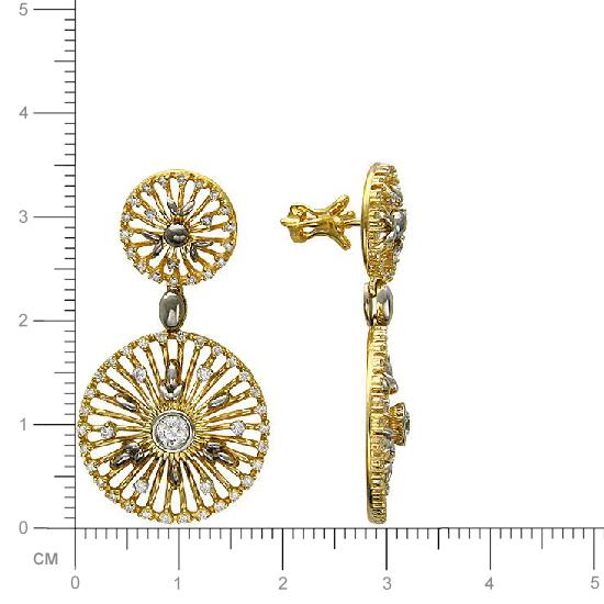 Серьги с бриллиантами из комбинированного золота (арт. 324765)