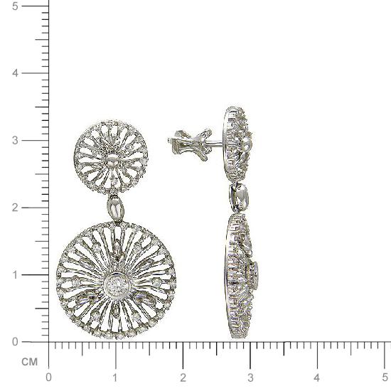 Серьги с бриллиантами из белого золота 750 пробы (арт. 324769)