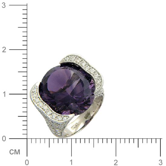 Кольцо с бриллиантами, аметистом из белого золота 750 пробы (арт. 325654)