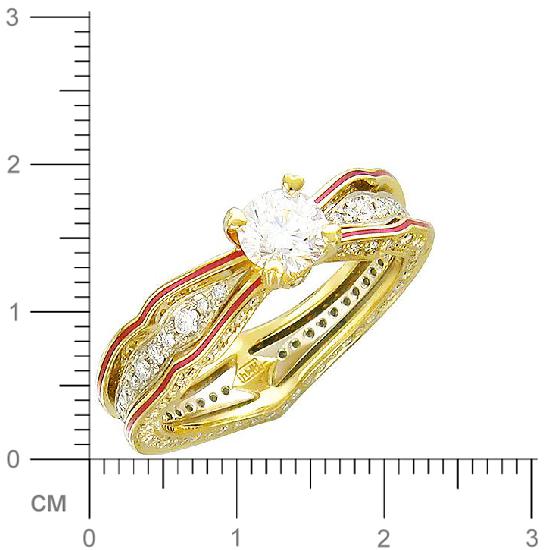 Кольцо с бриллиантами, вставкой из эмали из комбинированного золота 750 (арт. 325694)