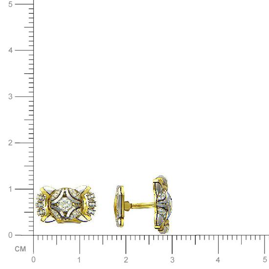 Запонки с бриллиантами из комбинированного золота 750 пробы (арт. 325720)