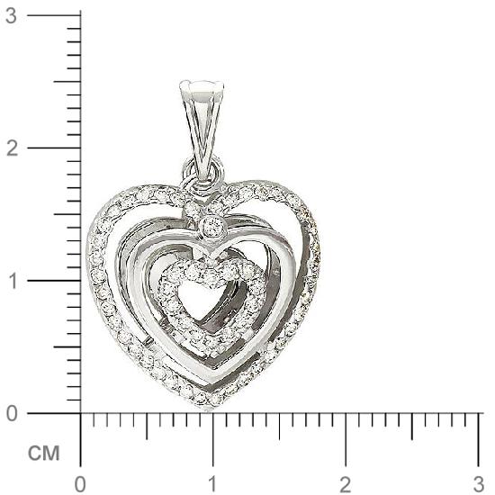 Подвеска Сердце с бриллиантами из белого золота (арт. 325732)