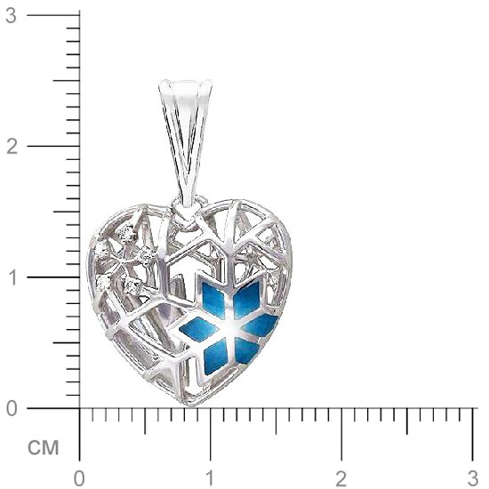 Подвеска Сердце с бриллиантами, вставкой из эмали из белого золота (арт. 325734)
