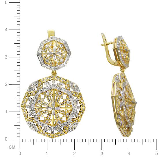 Серьги с бриллиантами из желтого золота 750 пробы (арт. 325804)
