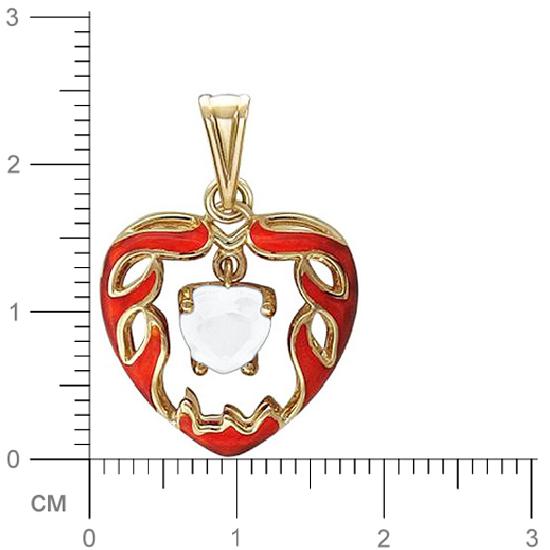 Подвеска Сердце с фианитом, вставкой из эмали из желтого золота (арт. 326154)
