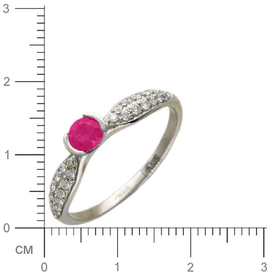 Кольцо с бриллиантом, рубином из белого золота (арт. 326656)
