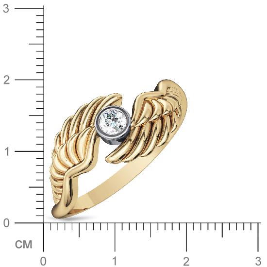 Кольцо Крылья с бриллиантом из желтого золота (арт. 327565)