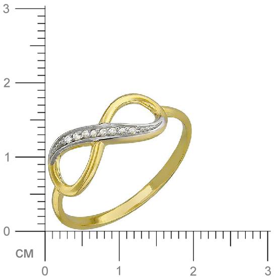 Кольцо Бесконечность с фианитами из желтого золота (арт. 327957)
