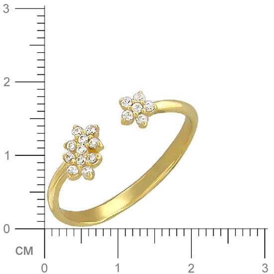 Кольцо Цветы с фианитами из желтого золота (арт. 328321)