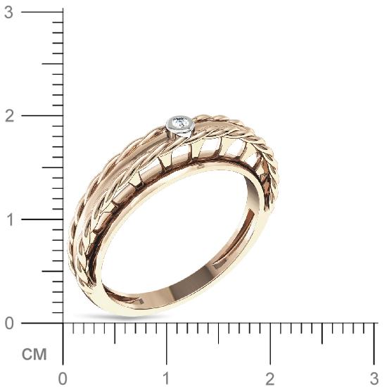 Кольцо с бриллиантом из красного золота (арт. 329719)