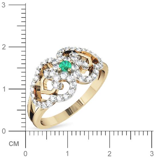 Кольцо с бриллиантами, изумрудом из желтого золота (арт. 329735)