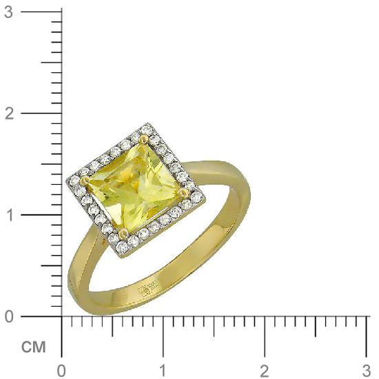 Кольцо с бриллиантами, кварцем из желтого золота (арт. 329736)