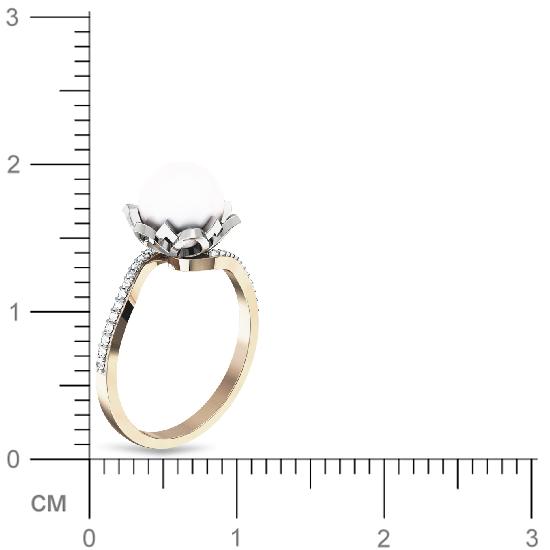 Кольцо с бриллиантами, жемчугом из комбинированного золота (арт. 329746)