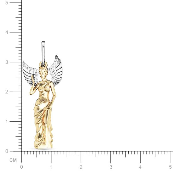 Подвеска Ангел с бриллиантами из желтого золота (арт. 329789)