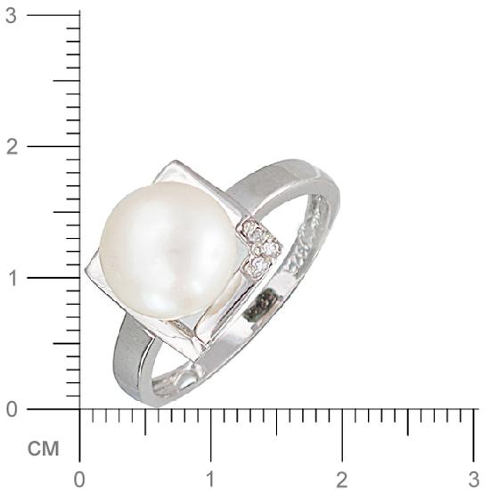 Кольцо с жемчугом, фианитами из серебра (арт. 331520)