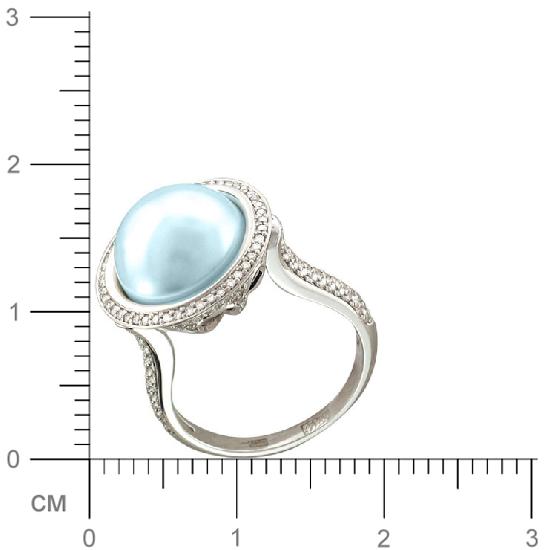 Кольцо Шар с бриллиантами, топазом из белого золота 750 пробы (арт. 331751)