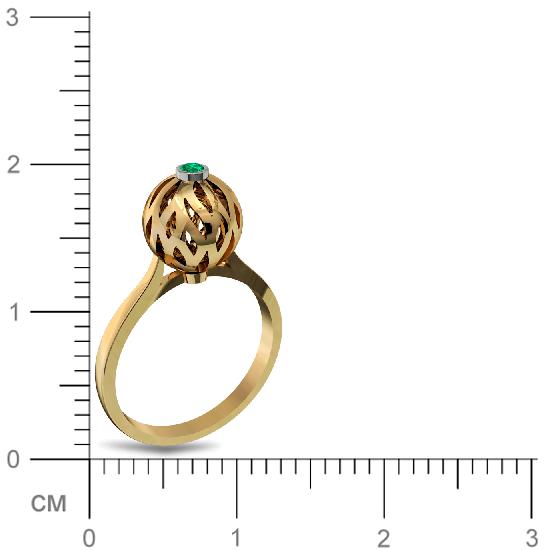 Кольцо Шар с изумрудом из желтого золота (арт. 332139)