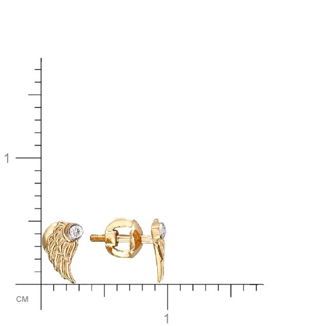 Серьги Крылья с бриллиантами из красного золота (арт. 333489)