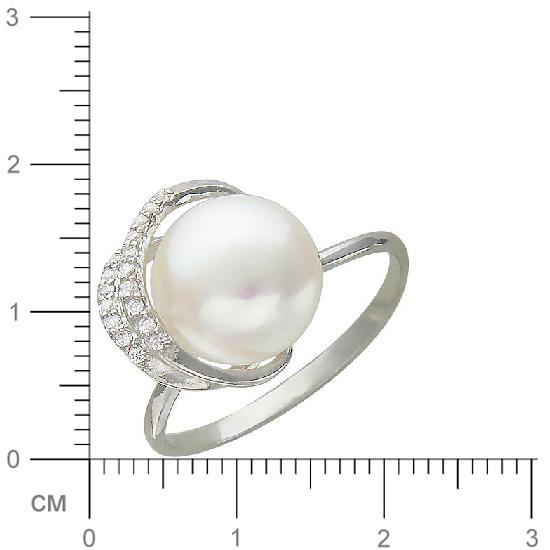 Кольцо с жемчугом, фианитами из серебра (арт. 336049)