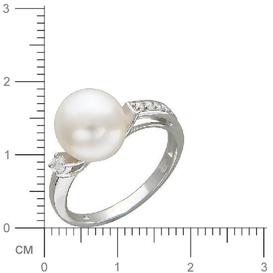 Кольцо с жемчугом, фианитами из серебра (арт. 336071)