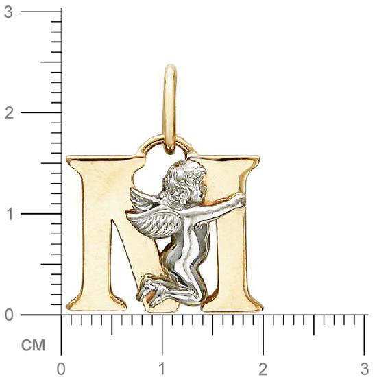 Подвеска Буква "М" из комбинированного золота (арт. 341508)