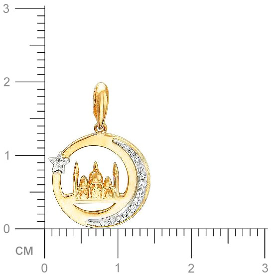 Подвеска Мусульманская с фианитами из комбинированного золота (арт. 341803)