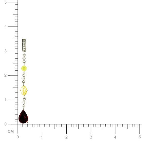 Подвеска Капля с гранатом, фианитами, хризолитом, цитрином из желтого золота (арт. 342425)