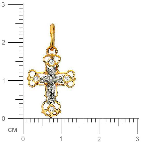 Крестик с фианитами из комбинированного золота (арт. 342768)