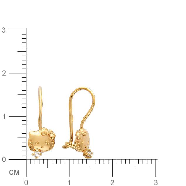 Серьги Кошки  с фианитами из красного золота (арт. 343047)