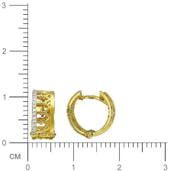 Серьги с фианитами из желтого золота. Диаметр 12 мм. (арт. 343375)