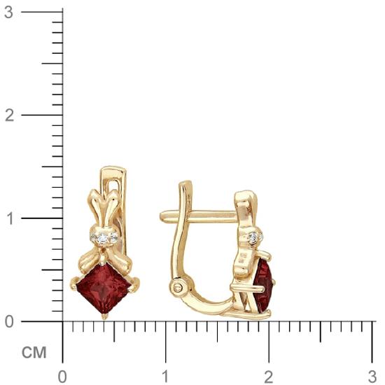 Серьги с гранатами, фианитами из красного золота (арт. 343457)