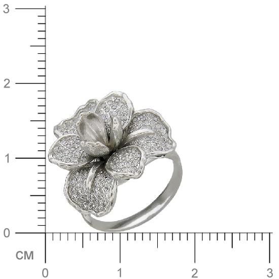 Кольцо Цветок с фианитами из серебра (арт. 346958)