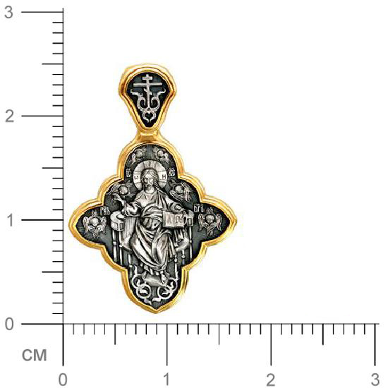 Подвеска-иконка "Господь Вседержитель" из чернёного серебра с позолотой (арт. 347309)