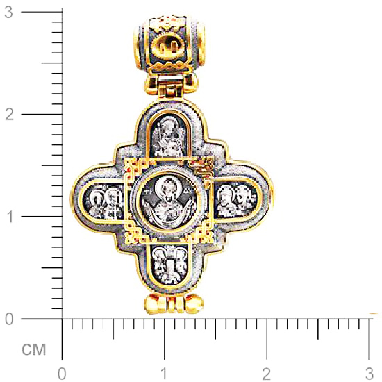 Крестик из чернёного серебра с позолотой (арт. 347319)